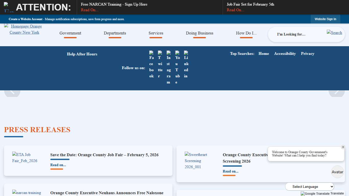 Orange County, NY Official Website